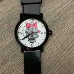 Betsey Johnson girly skull watch
